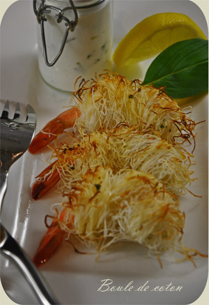 Crevettes en robe de kadaïf 2